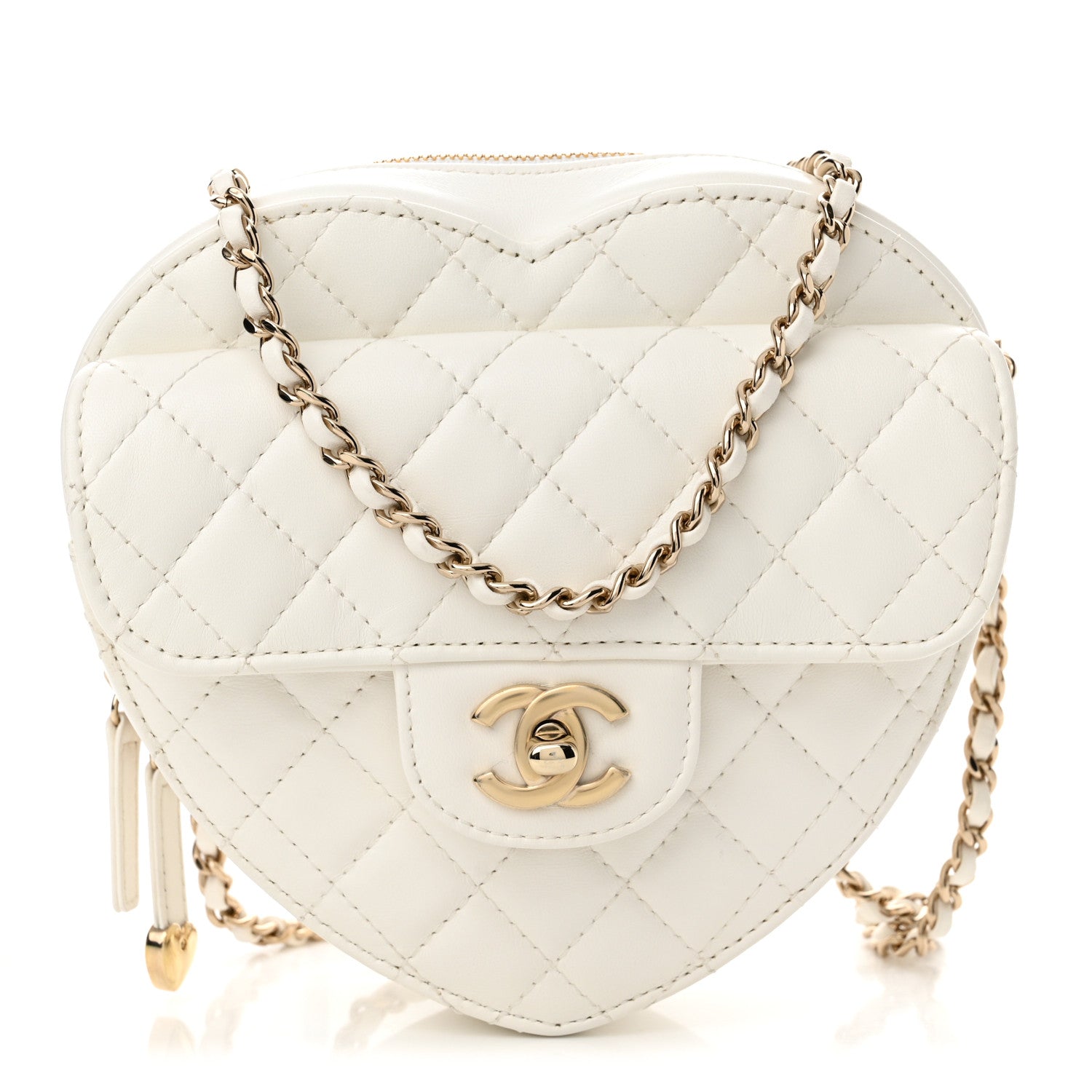Chanel Lambskin Quilted CC In Love Heart Bag White 1 of 11
