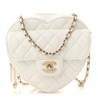Chanel Lambskin Quilted CC In Love Heart Bag White 1 of 11