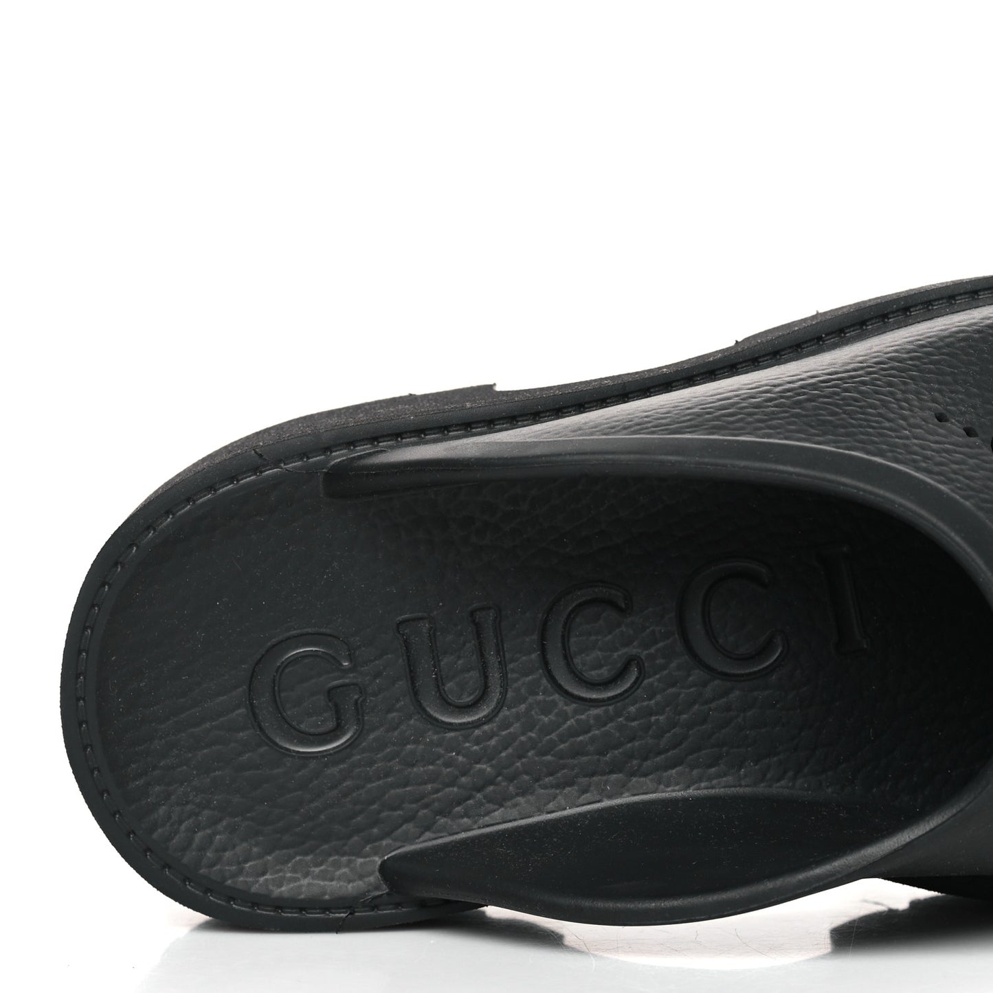 Rubber GG Monogram Perforated Elea Platform 55mm Lug Sole Sandals 39 Black