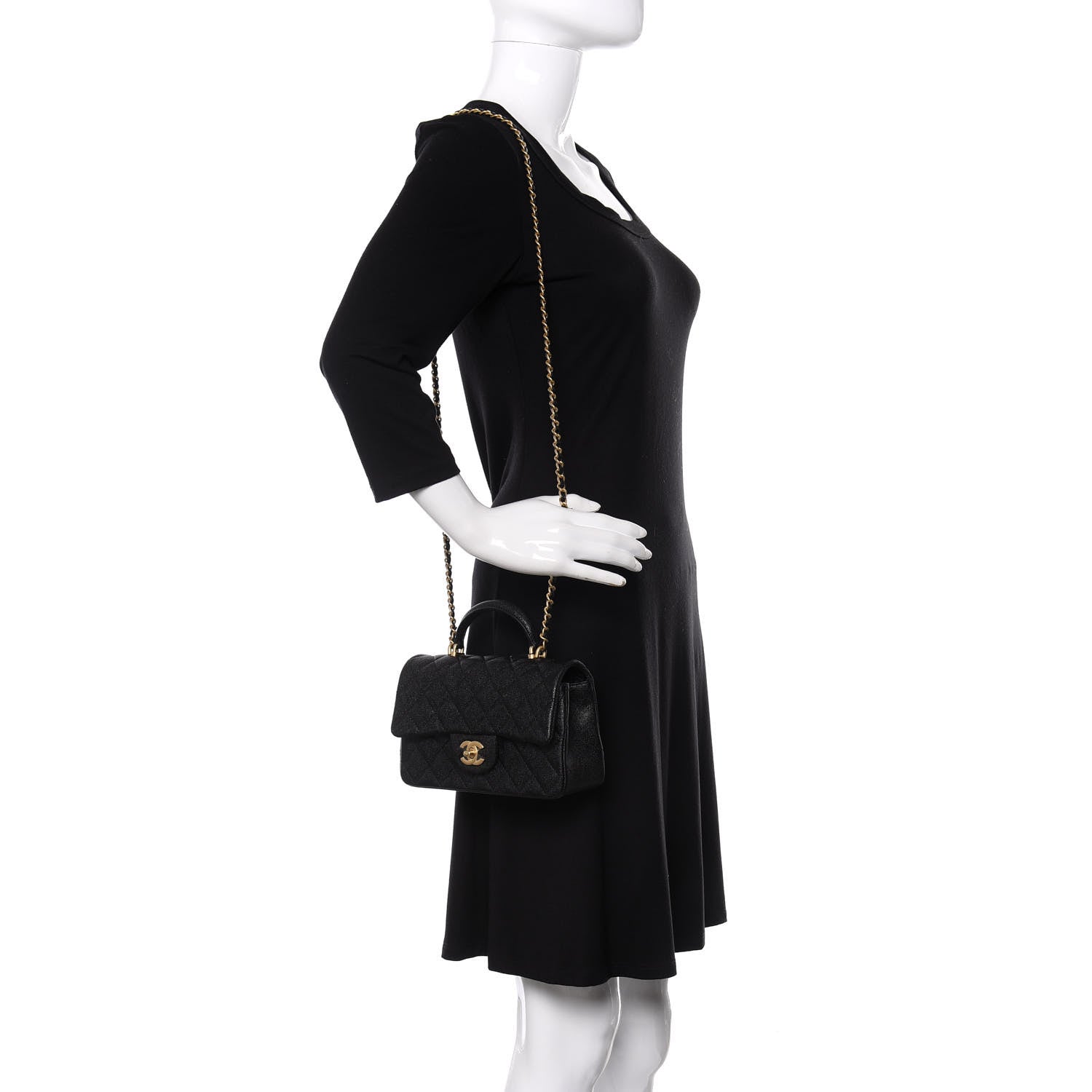 Chanel Caviar Quilted Mini Top Handle Rectangular Flap Black 2 of 11