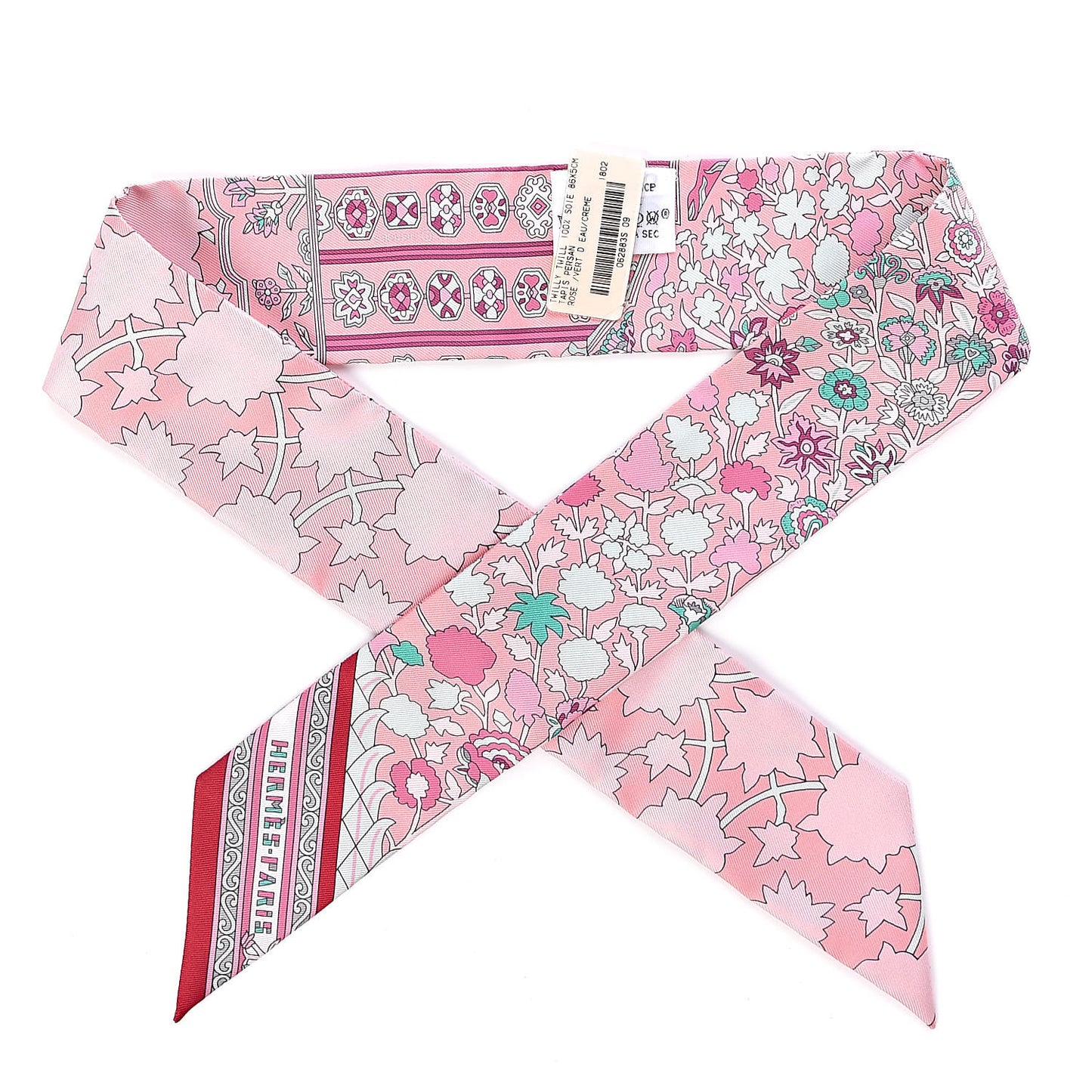 Silk Tapis Persans Twilly Rose Vert De Eau Creme