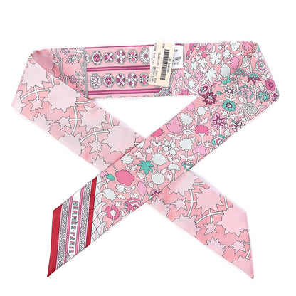 Hermes Silk Tapis Persans Twilly Rose Vert De Eau Creme 1 of 5