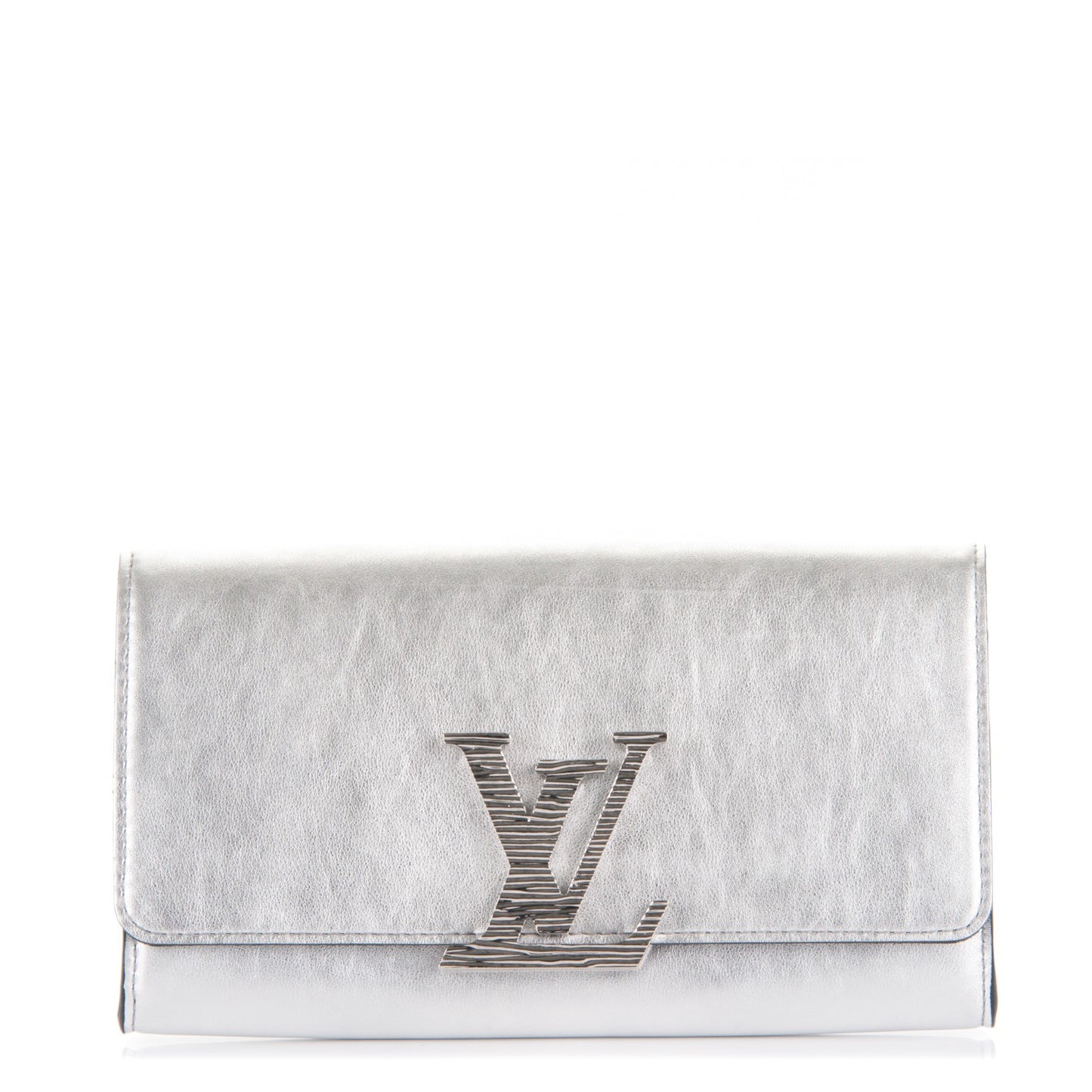 Metallic Calfskin Louise EW Lock Clutch Silver