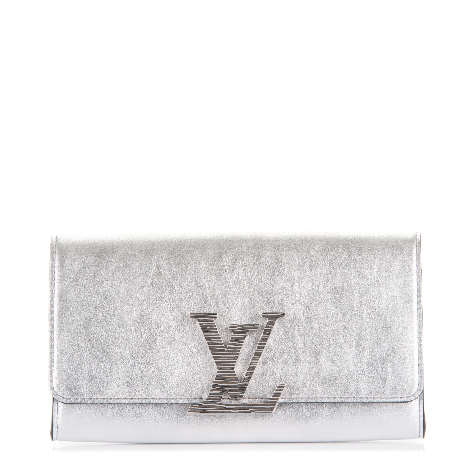 Louis Vuitton Metallic Calfskin Louise EW Lock Clutch Silver 1 of 7