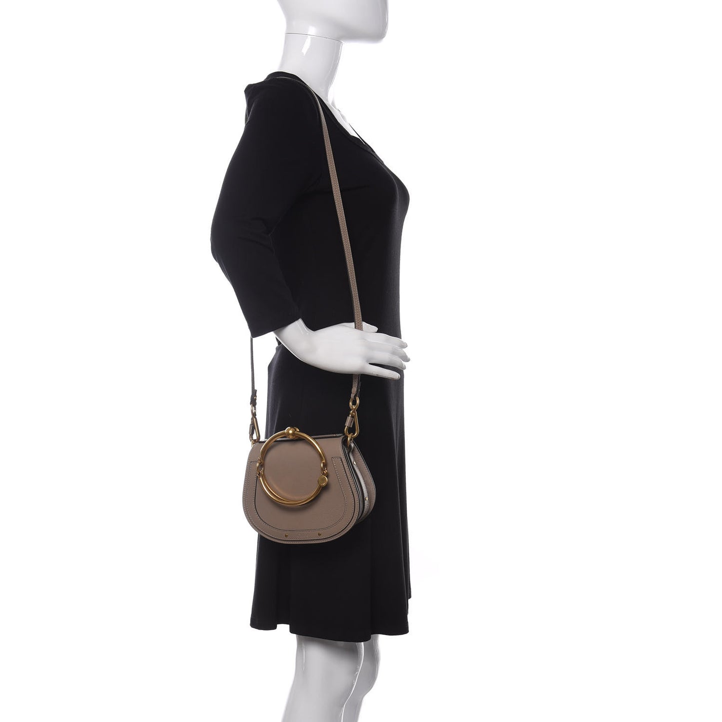 Calfskin Suede Small Nile Bracelet Bag Motty Grey