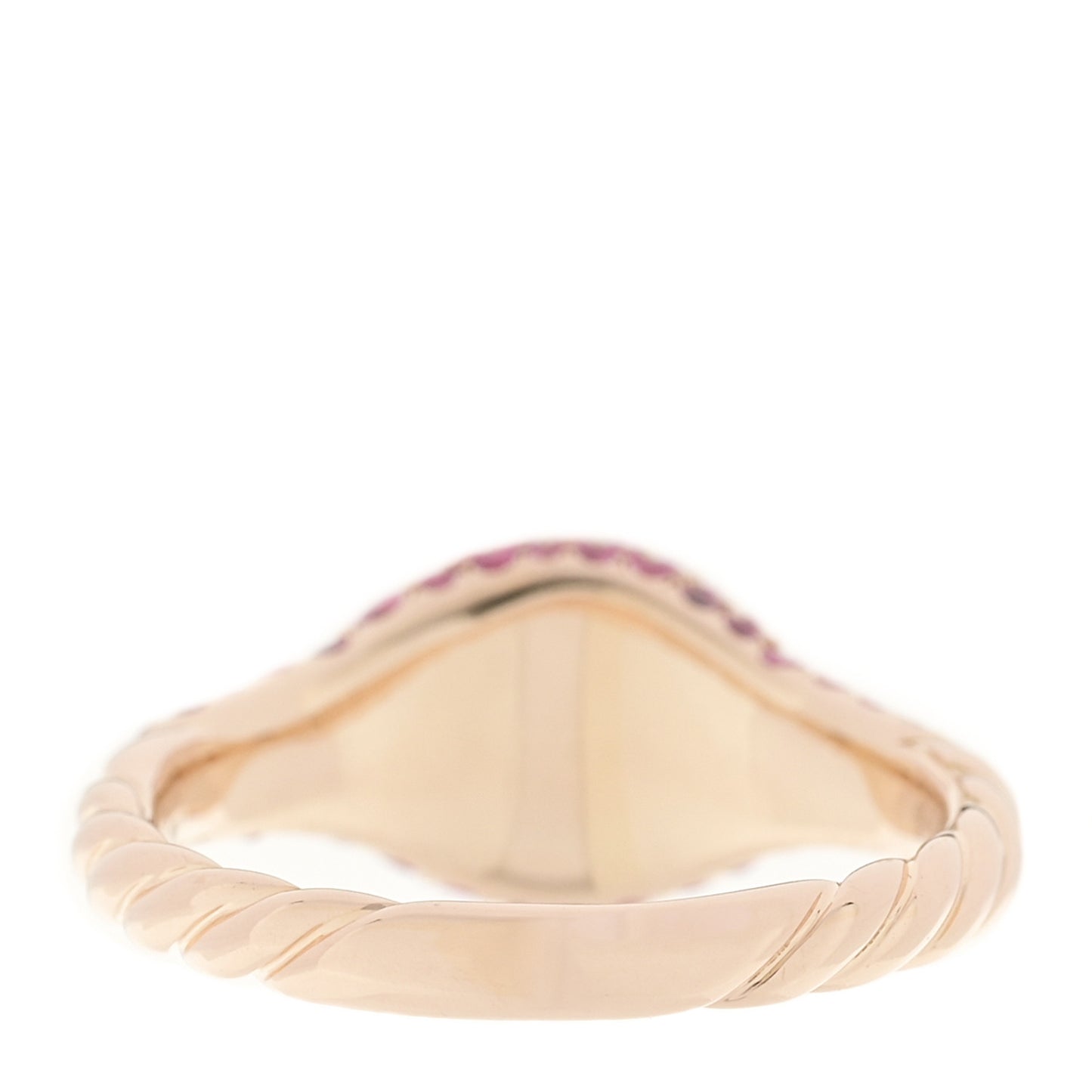 18K Rose Gold Pink Sapphire Petite Pave Chevron Pinky Ring