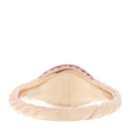 David Yurman 18K Rose Gold Pink Sapphire Petite Pave Chevron Pinky Ring 3 of 4