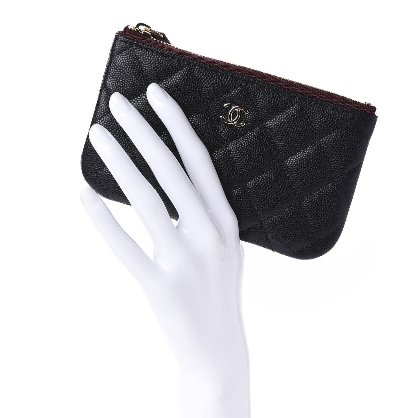 Caviar Quilted Small Cosmetic Case Black