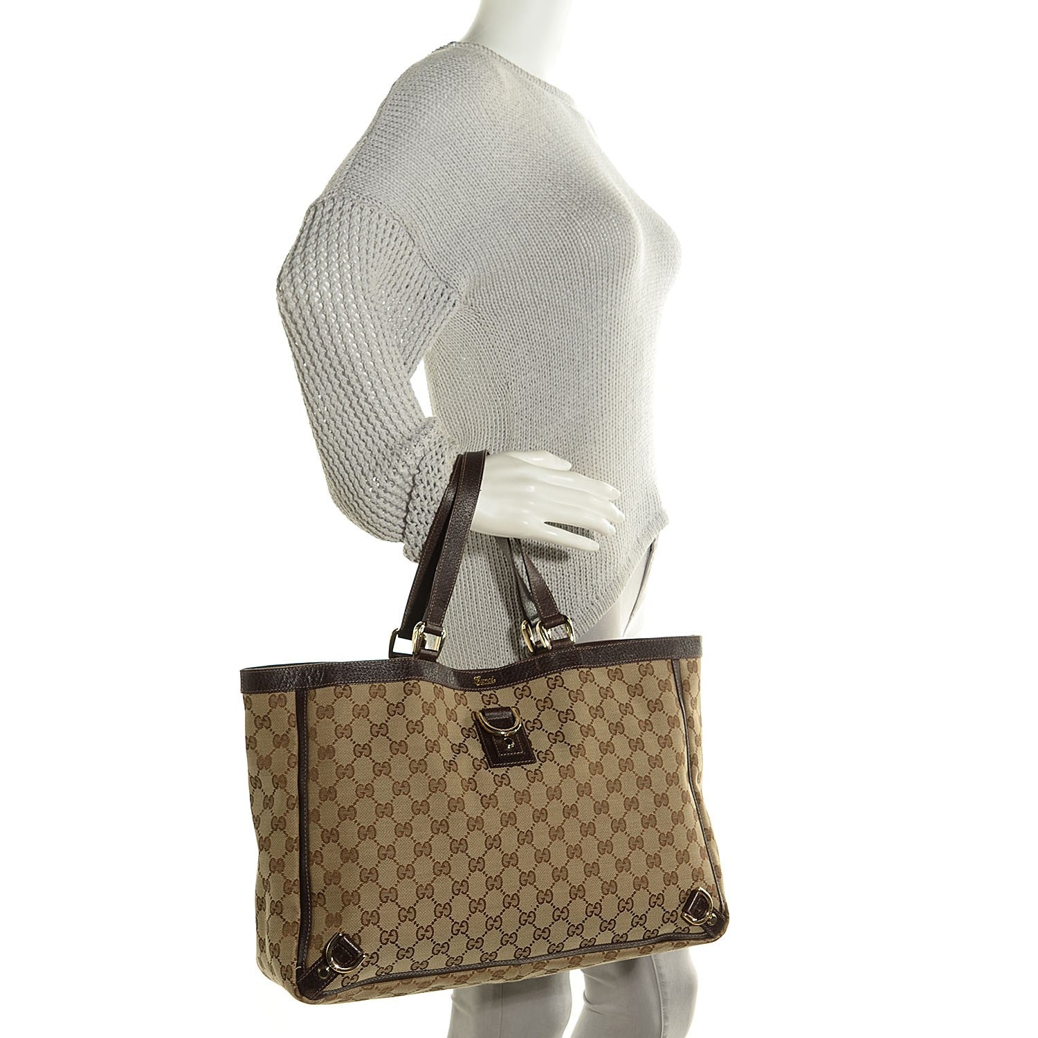 Gucci Monogram Large Abbey Tote Dark Brown 2 of 7