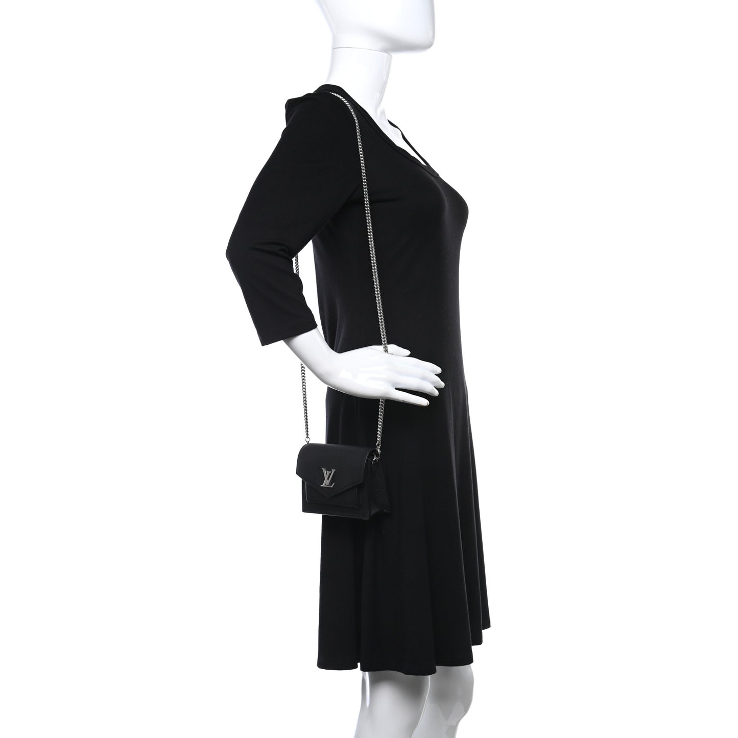 Soft Calfskin Mini My Lockme Chain Pochette Black