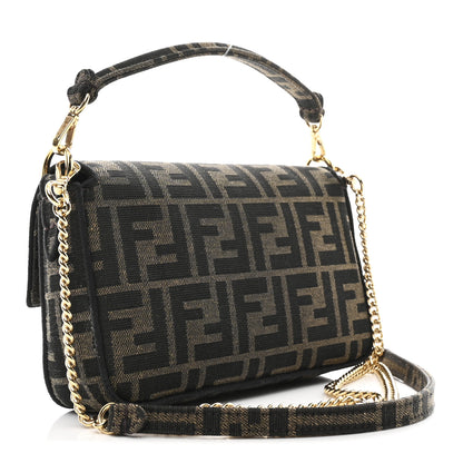 Fendi Fabric Jacquard FF 1974 Mini Baguette Tobacco Moro Black 3 of 11