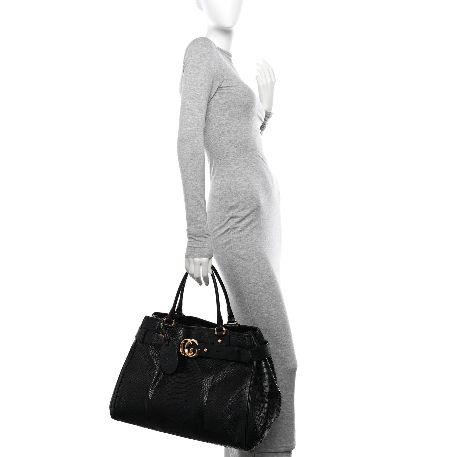 Gucci Snakeskin Large GG Running Tote Black 2 of 18