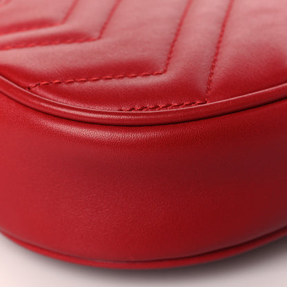 Gucci Calfskin Matelasse GG Marmont Belt Bag 75 30 Hibiscus Red 8 of 9