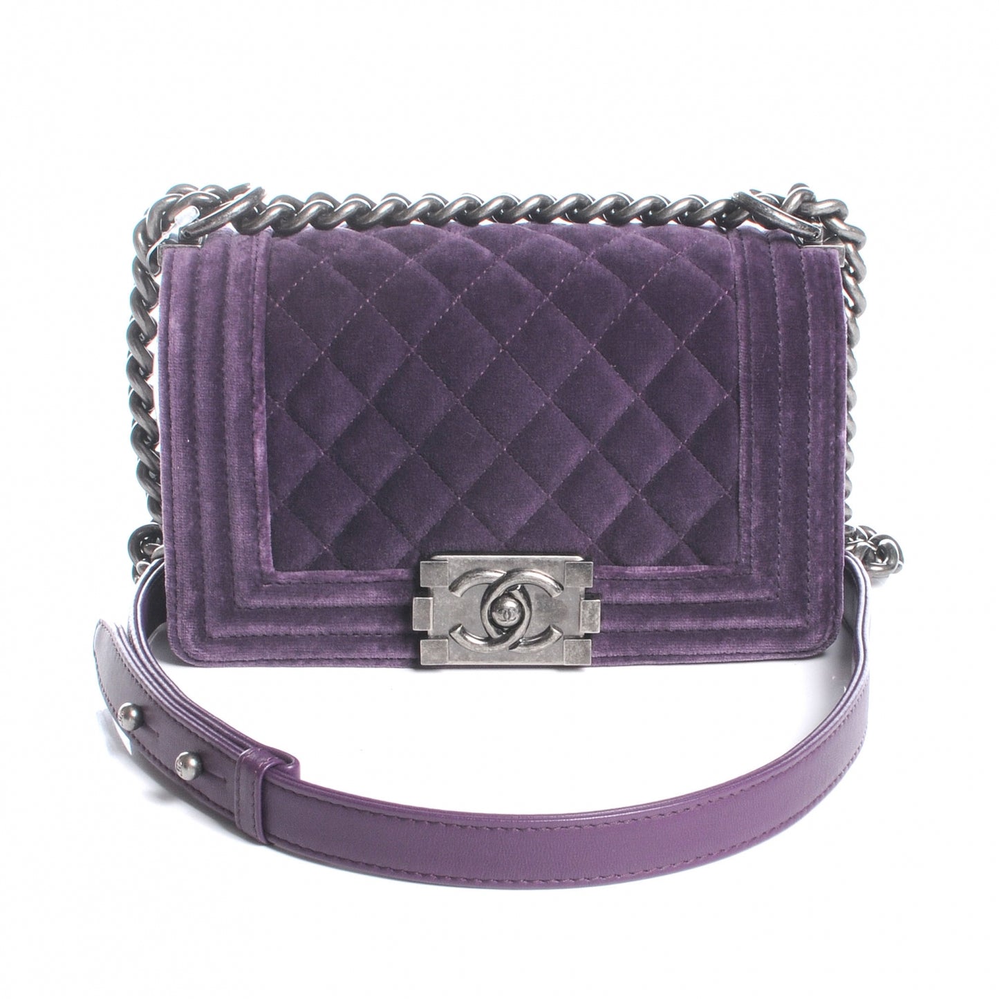 Velvet Quilted Small Boy Flap Purple