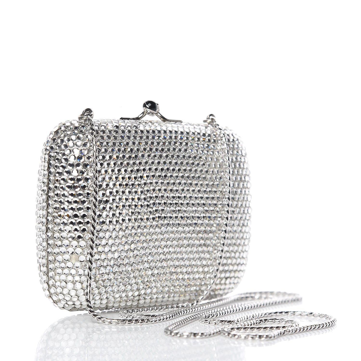 Judith Leiber Swarovski Crystal Minaudiere Clutch Silver 3 of 7