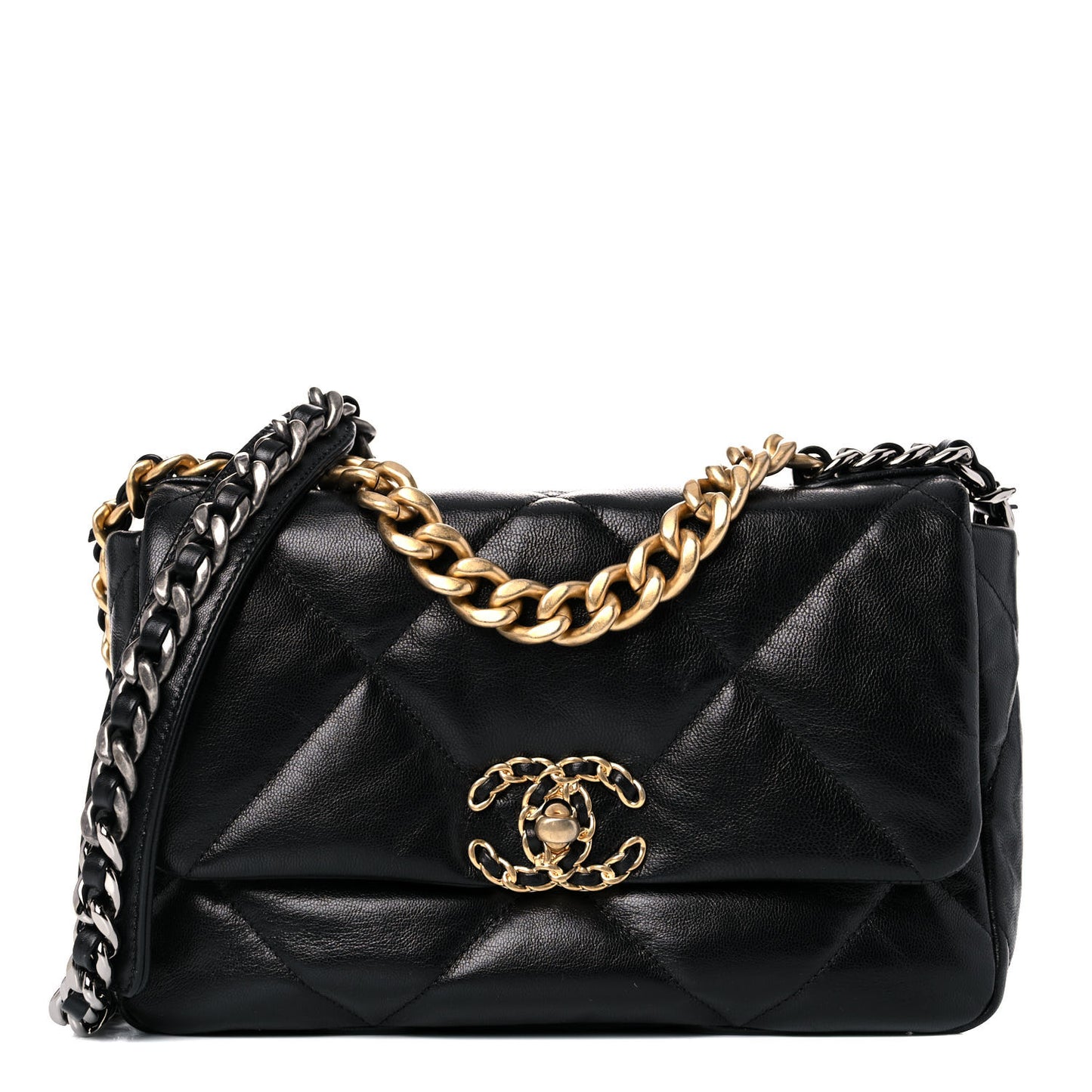 Goatskin Quilted Medium Chanel 19 Flap Black