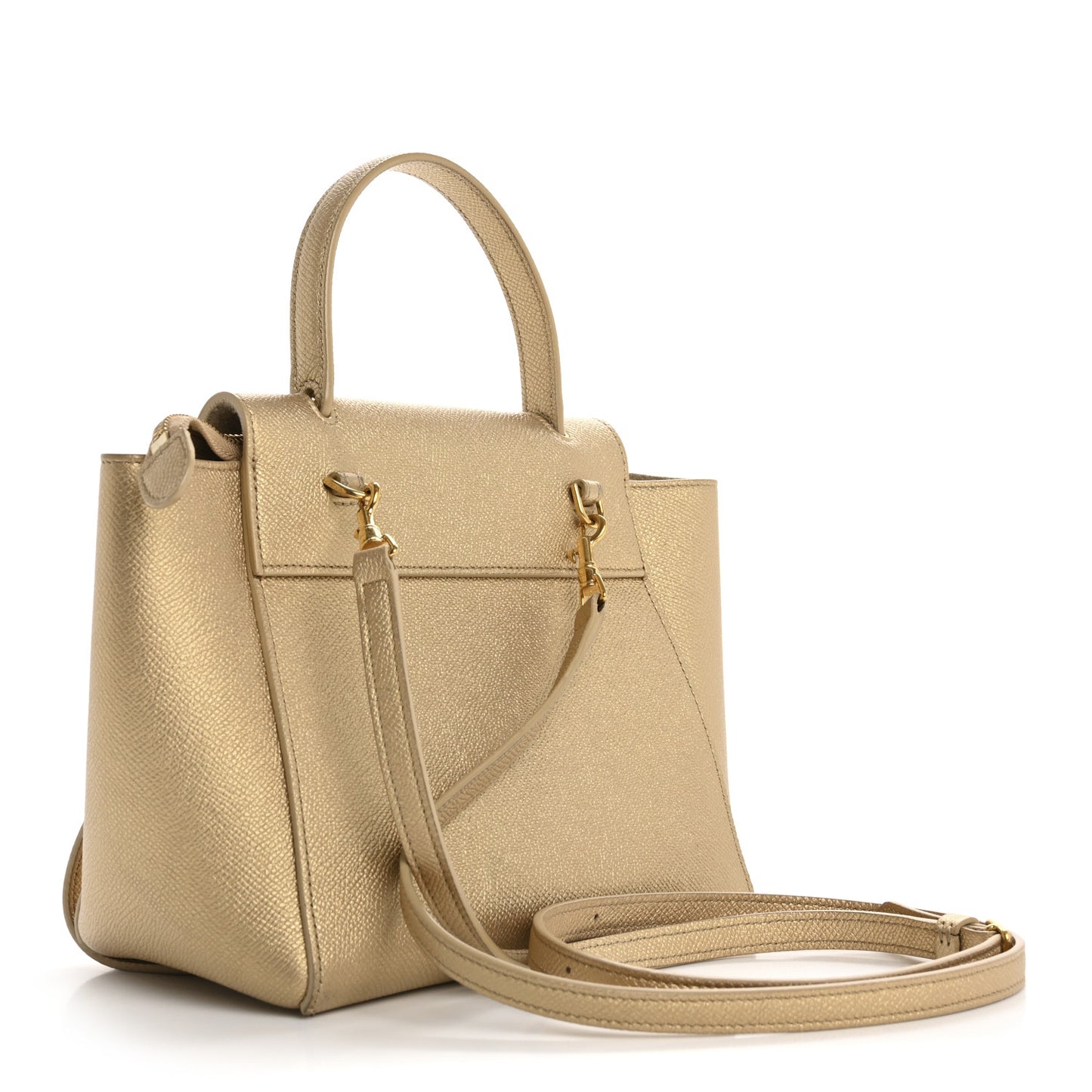 Laminated Calfskin Nano Belt Bag Gold