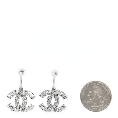 Chanel Baguette Crystal CC Dangle Earrings Silver 2 of 4