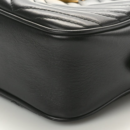 Gucci Calfskin Matelasse Small GG Marmont Chain Shoulder Bag Black 10 of 10