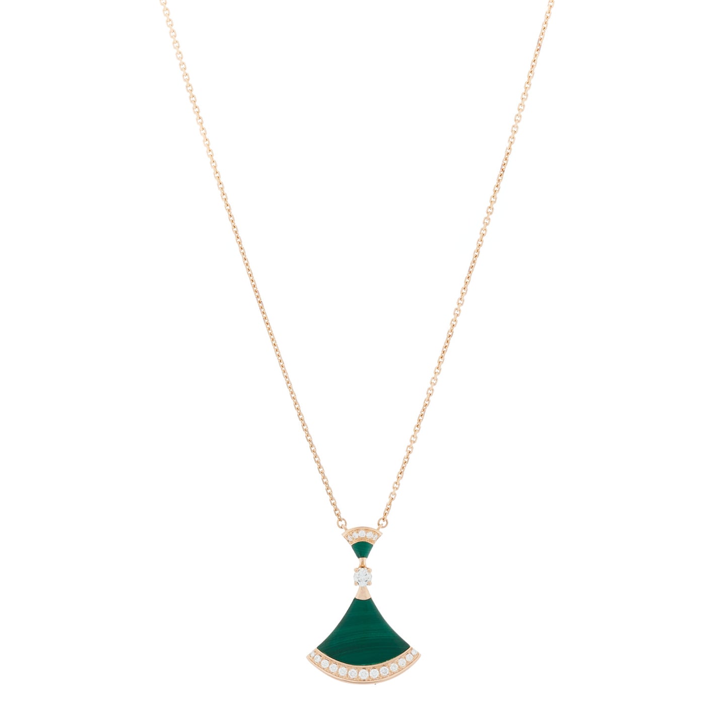 18K Rose Gold Diamond Malachite Divas' Dream Pendant Necklace