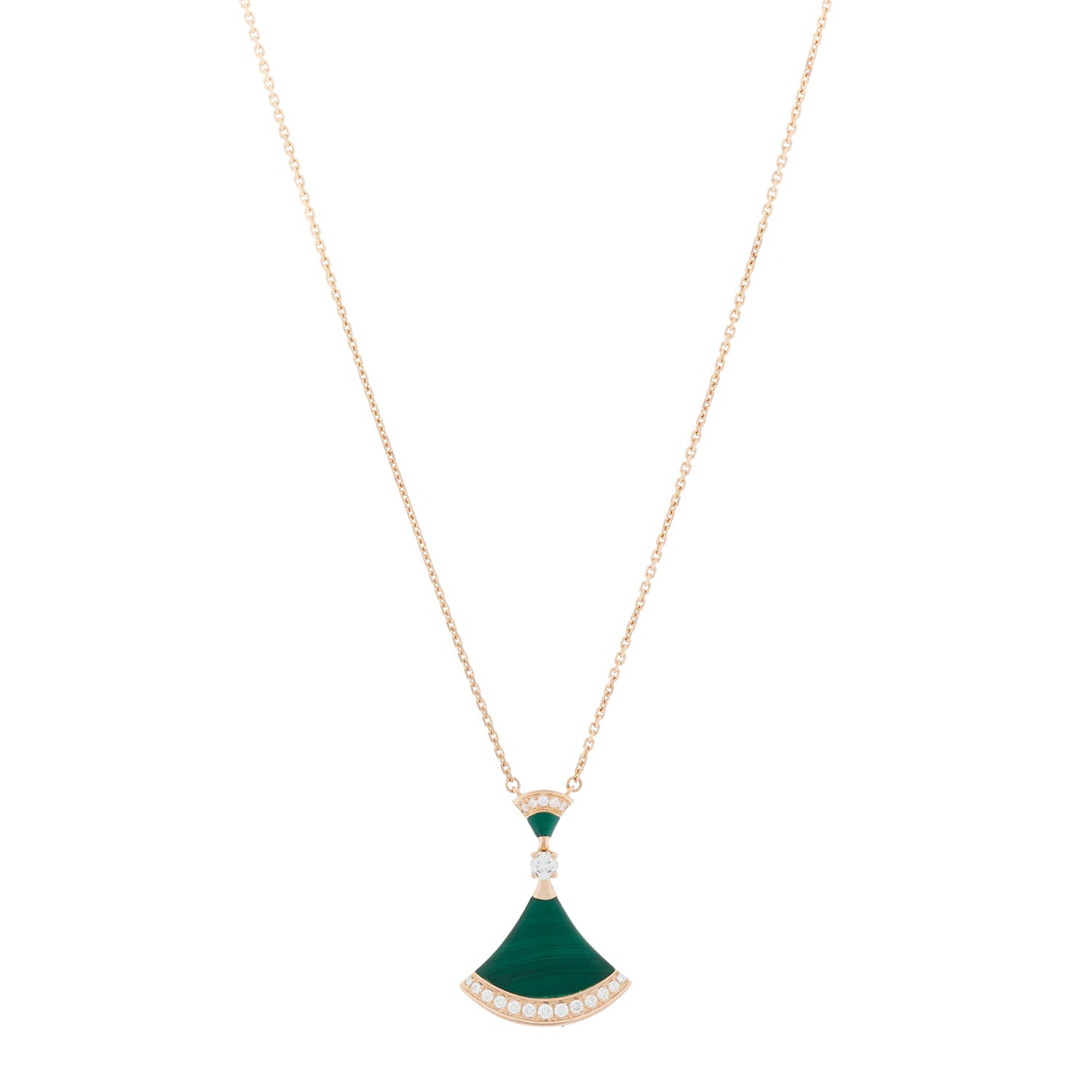 Bulgari 18K Rose Gold Diamond Malachite Divas' Dream Pendant Necklace 1 of 4