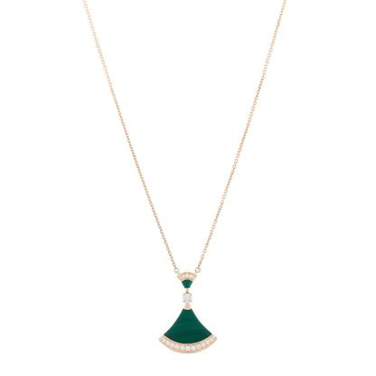 Bulgari 18K Rose Gold Diamond Malachite Divas' Dream Pendant Necklace 1 of 4
