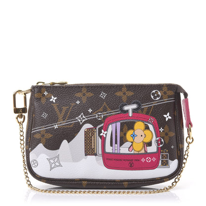 Louis Vuitton Monogram 2019 Christmas Animation Mini Courchevel Pochette Accessories Fuchsia 1 of 11