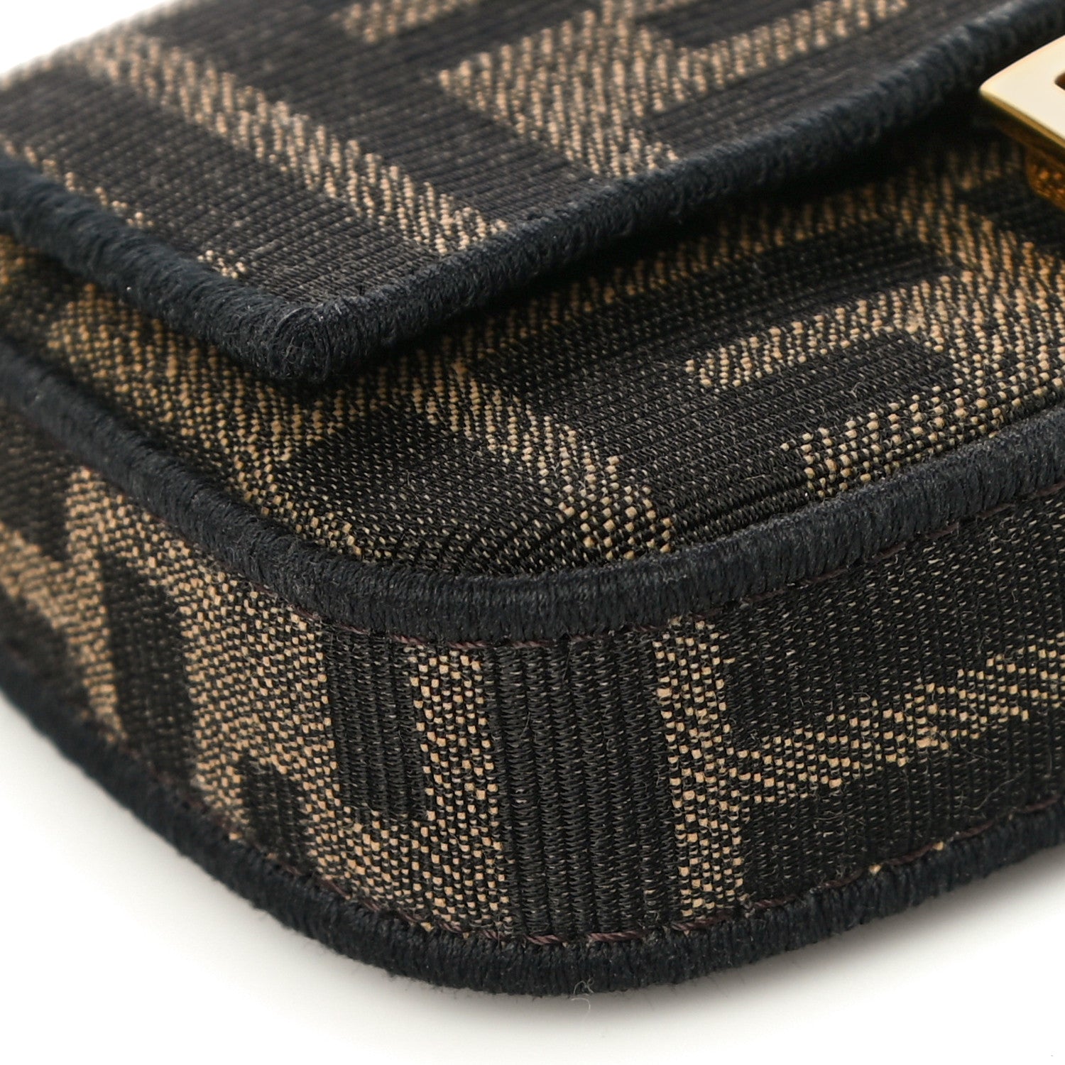 Fendi Fabric Jacquard FF 1974 Nano Baguette Charm Tobacco Moro Black 8 of 11