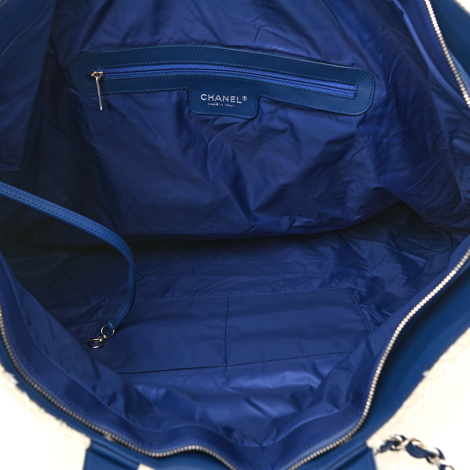 Chanel Tweed Fabric Deauville Biarritz Tote White Navy 4 of 9