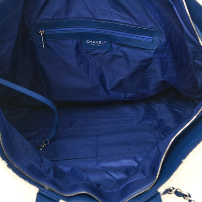 Chanel Tweed Fabric Deauville Biarritz Tote White Navy 4 of 9