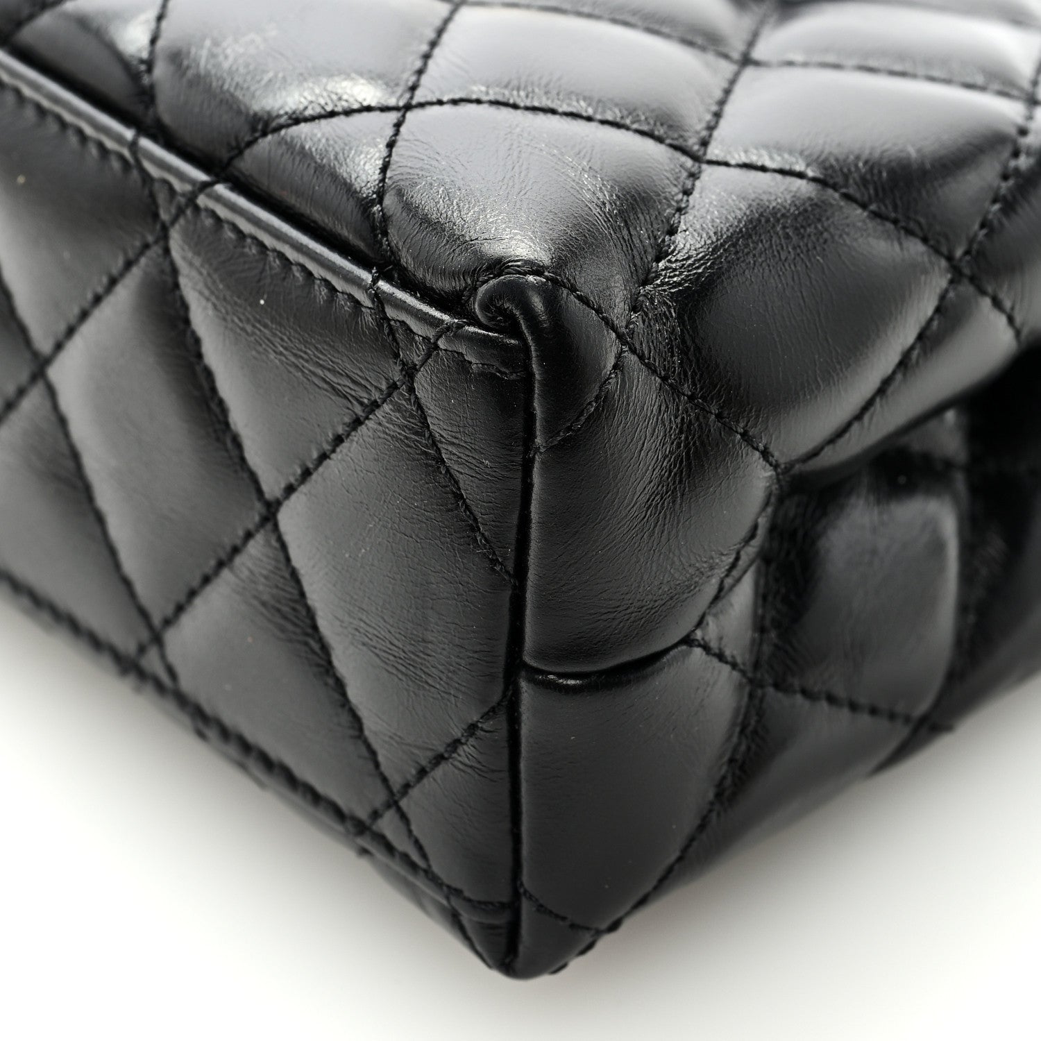 Chanel Shiny Aged Calfskin Quilted Nano Kelly Shopper Black 9 of 9