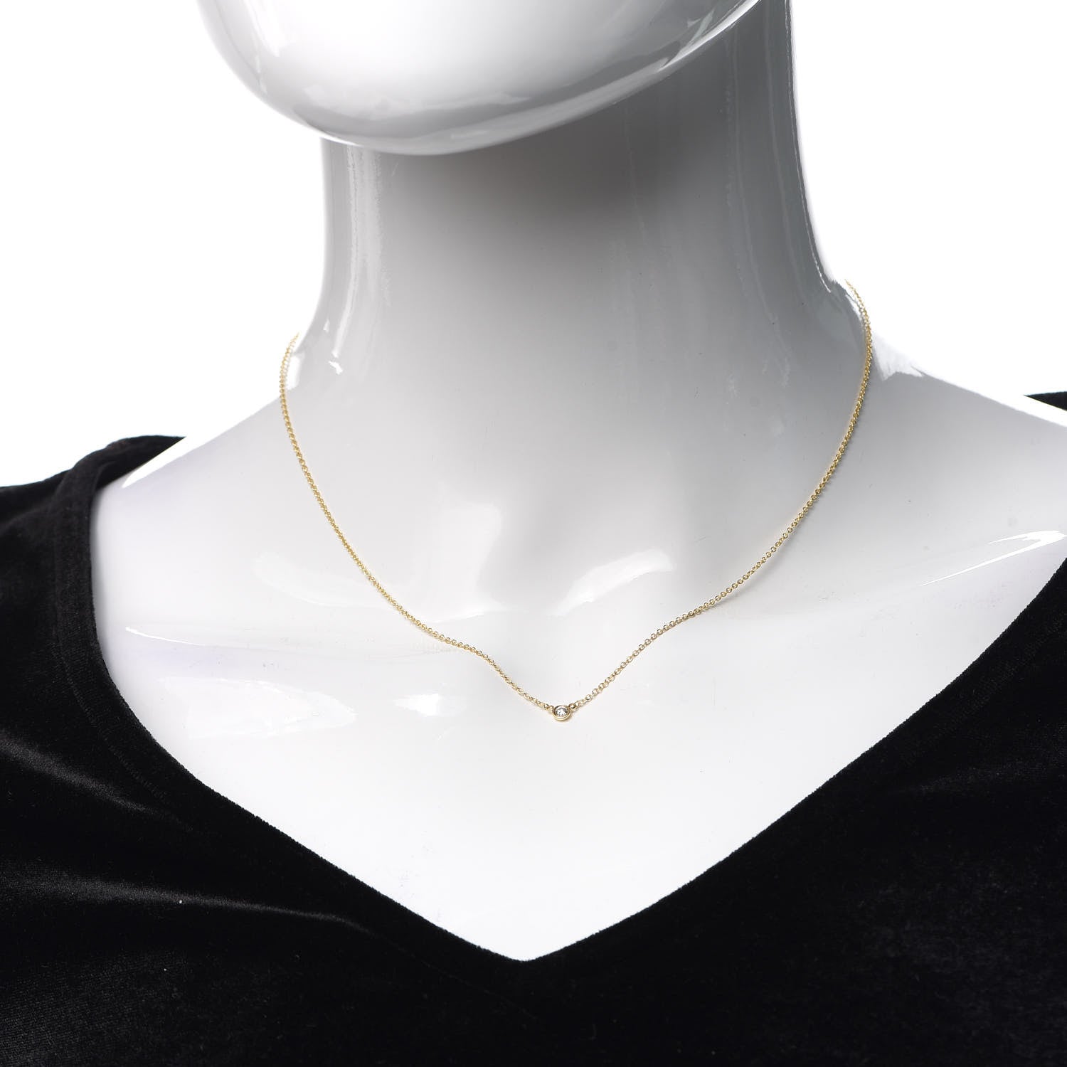 Tiffany 18K Yellow Gold Diamond .05ct Elsa Peretti Diamonds by the Yard Pendant Necklace 2 of 5