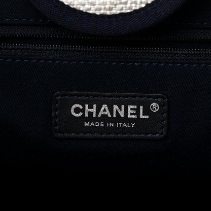 Chanel Woven Straw Raffia Medium Deauville Tote White Navy 6 of 9