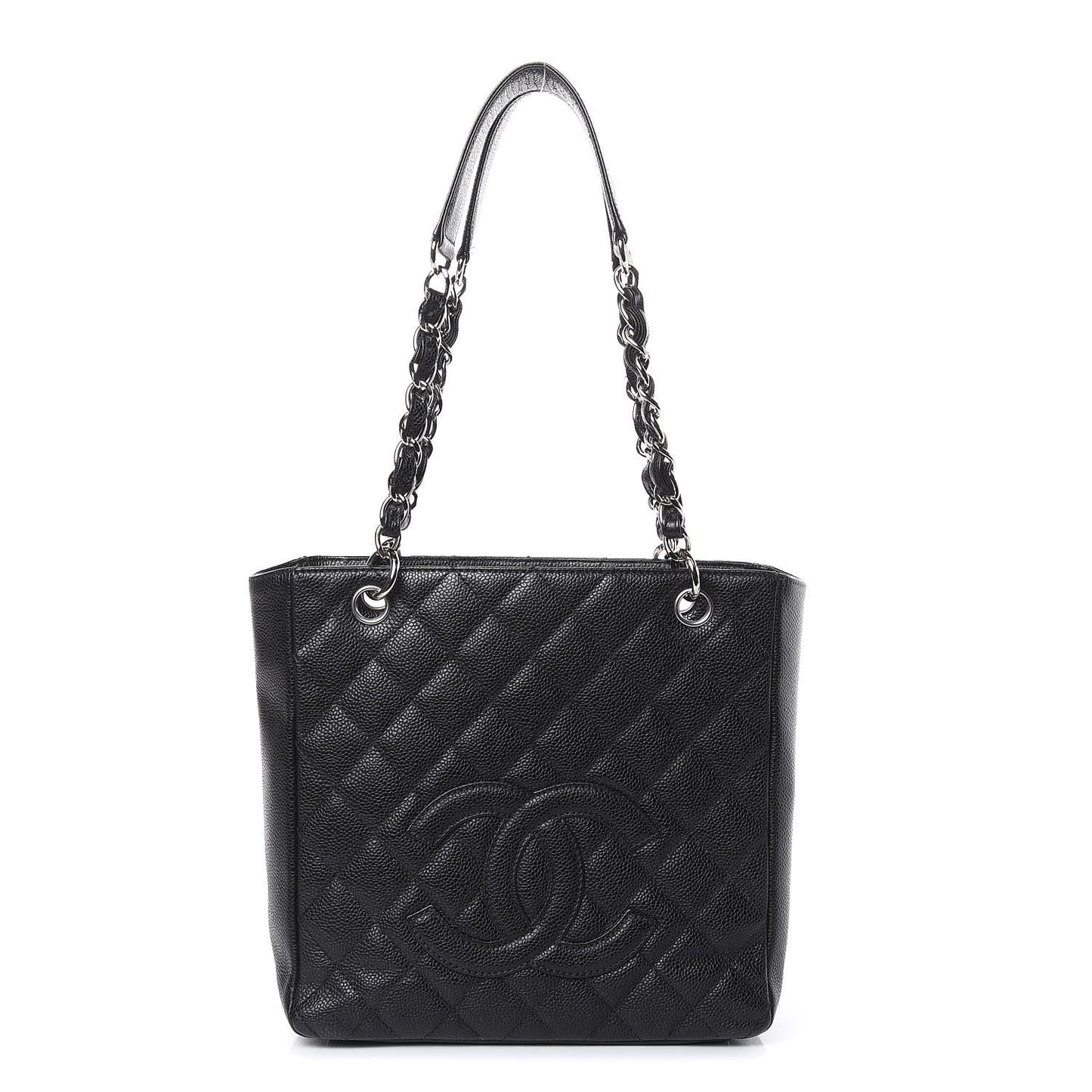 Caviar Quilted Petit Shopping Tote PST Black