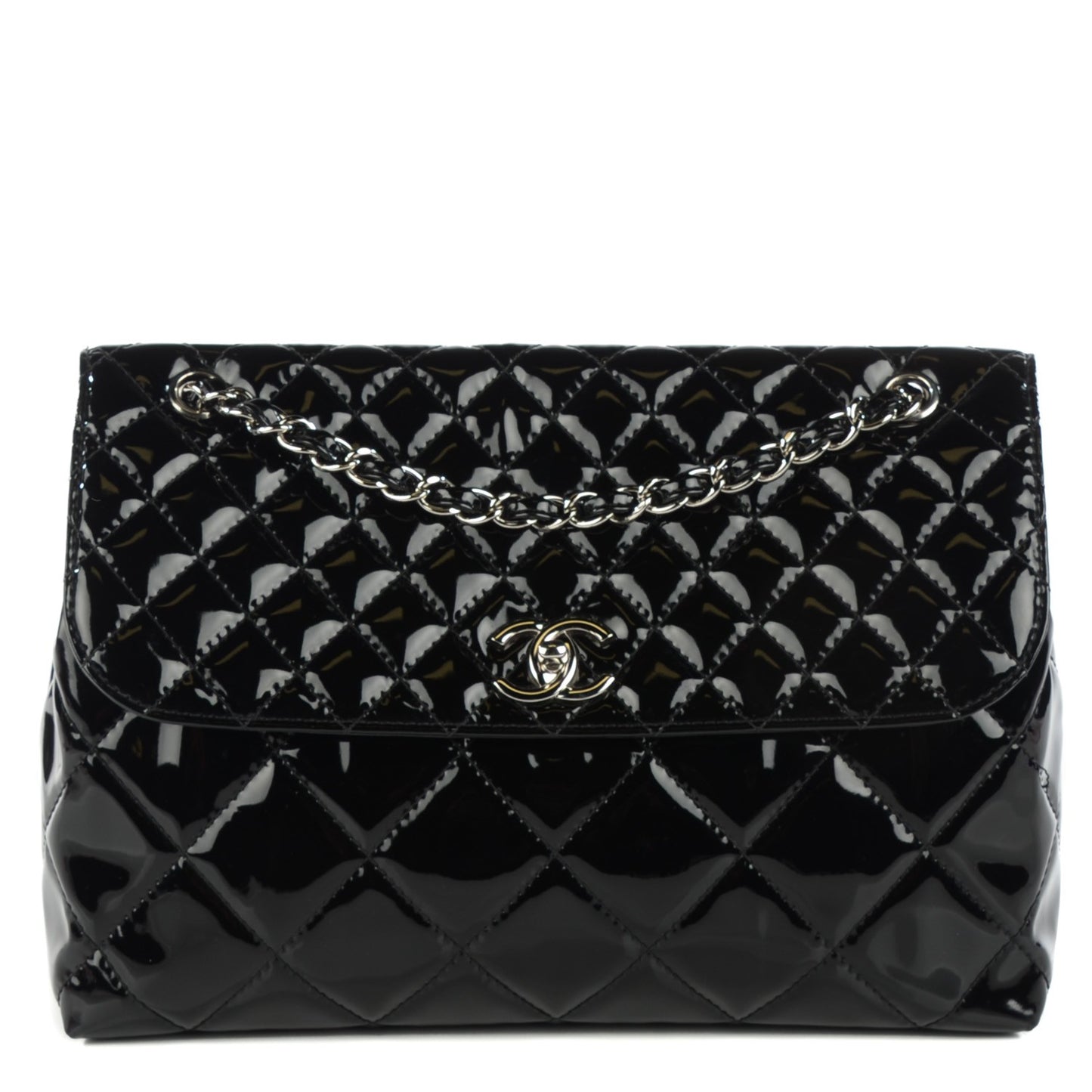 Vinyl Quilted In the Business Flap Bag Black