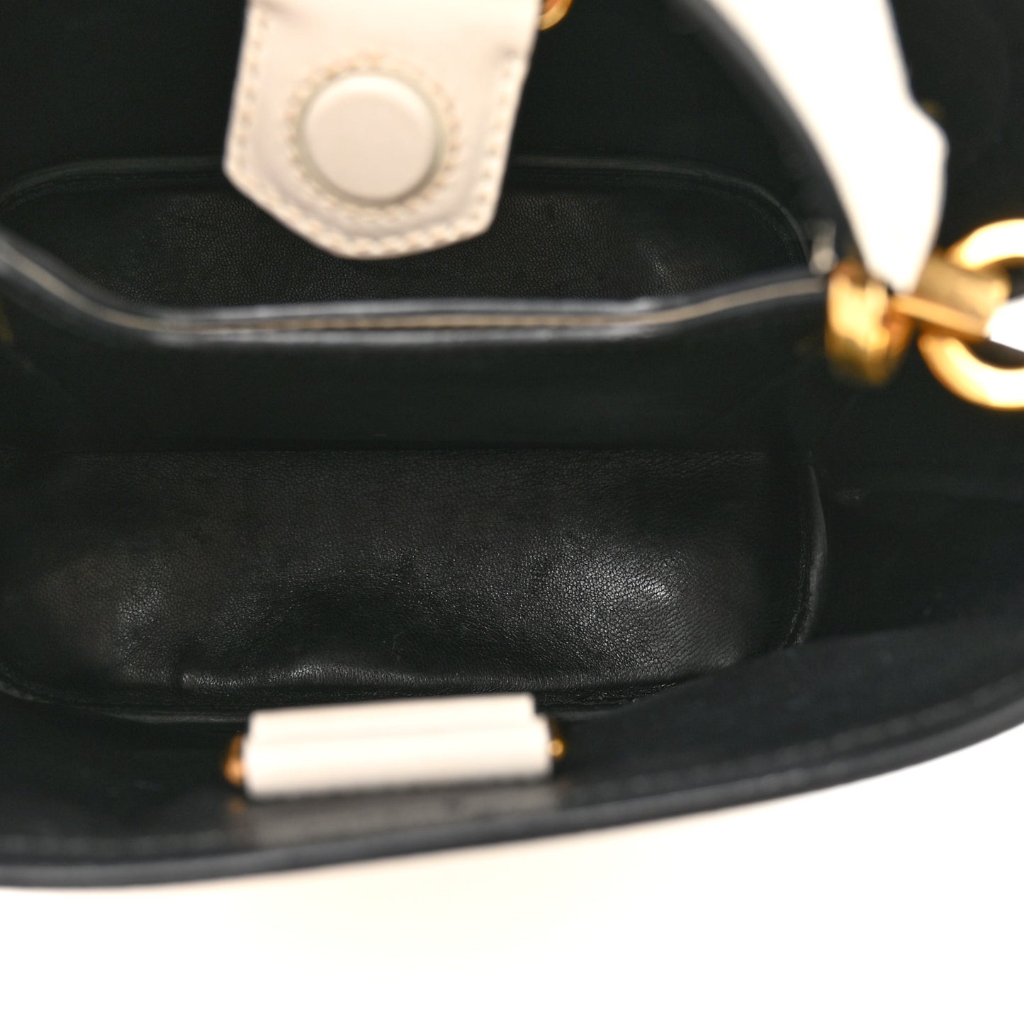 Saffiano Cuir Calfskin Small Panier Bucket Bag White Black