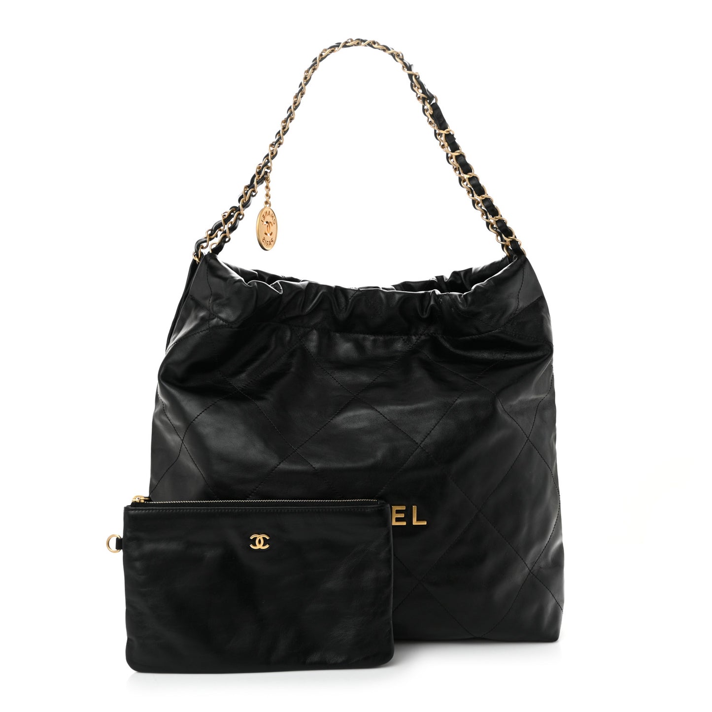 Shiny Calfskin Quilted Chanel 22 Black