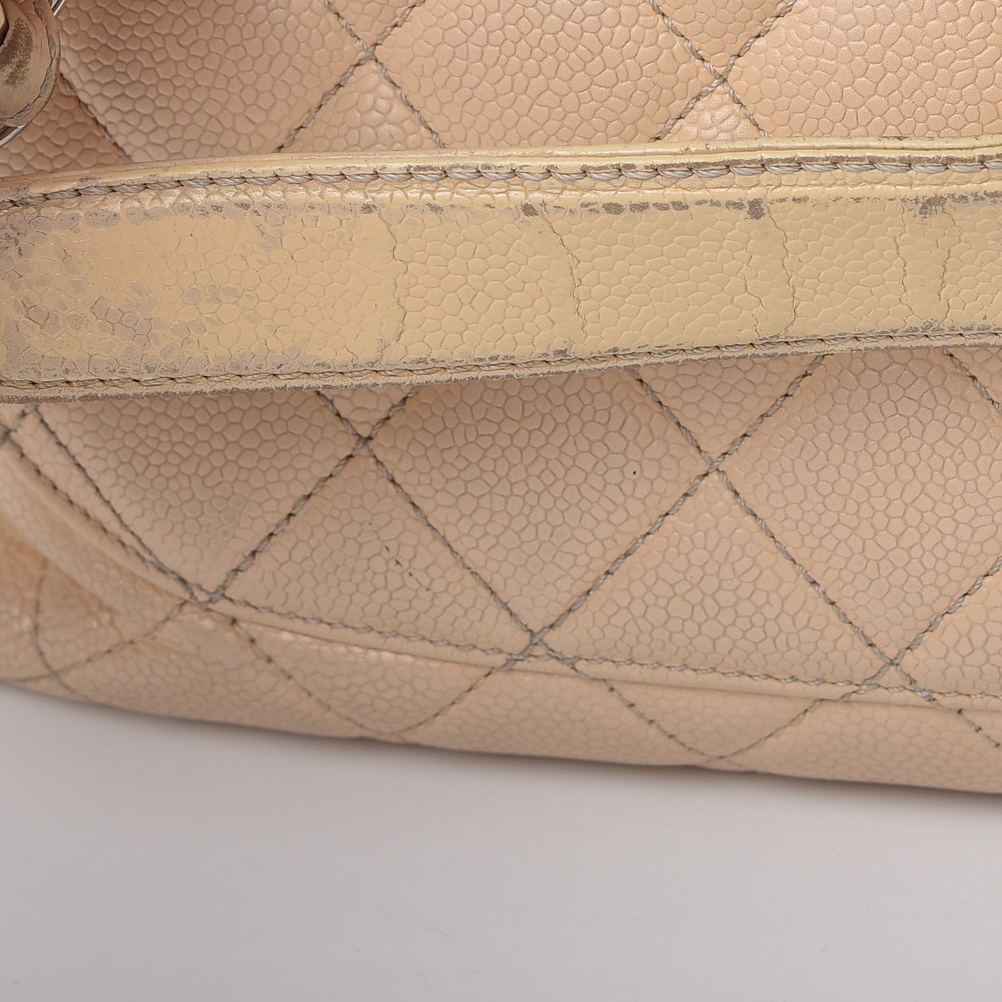 Caviar Quilted Grand Shopping Tote GST Beige Clair