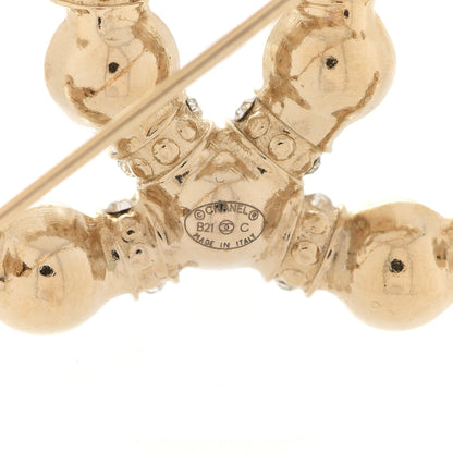 Chanel Pearl Crystal Nefertiti CC Brooch Gold 4 of 5