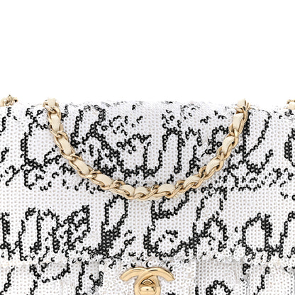 Chanel Sequin Logo Mini Rectangular Flap White Black 8 of 12