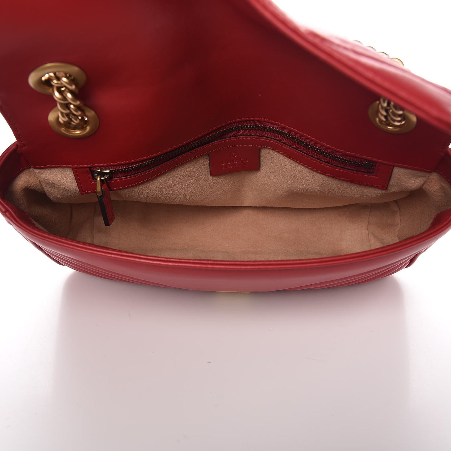 Calfskin Matelasse Small GG Marmont Shoulder Bag Hibiscus Red