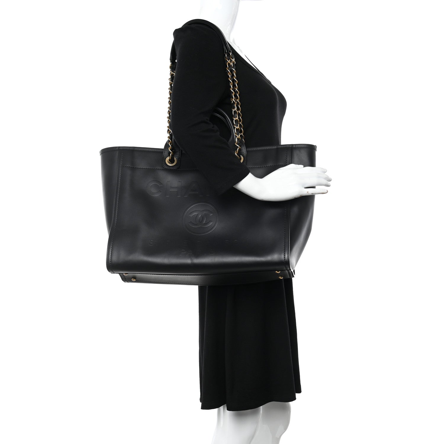 Chanel Calfskin Medium Deauville Tote Black 2 of 10