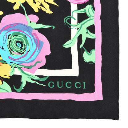 Gucci X KEN SCOTT Silk Twill Jenni Square Scarf Black Pink 2 of 4