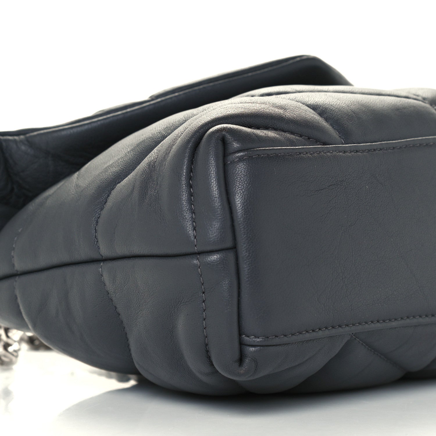 Saint Laurent Lambskin Quilted Toy Loulou Puffer Monogram Chain Satchel Storm 10 of 12
