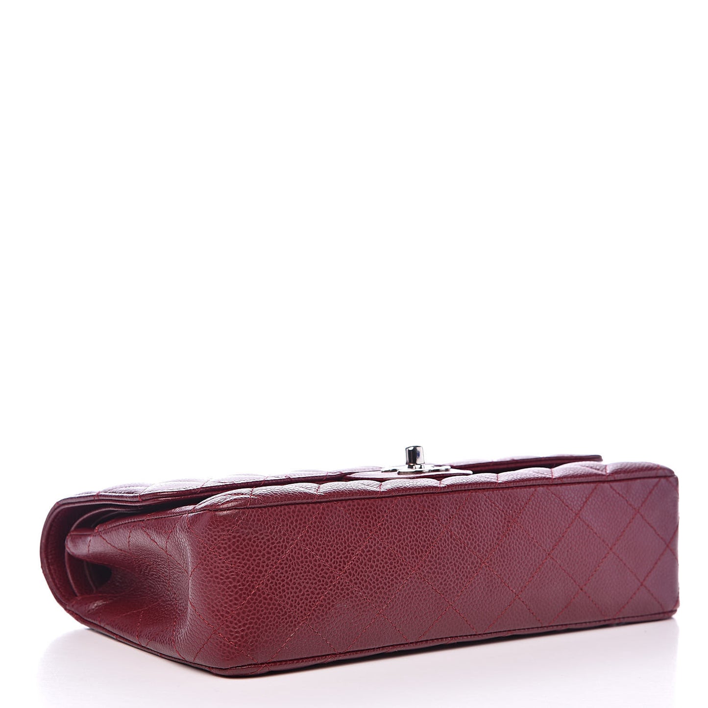 Caviar Quilted Medium Double Flap Dark Red