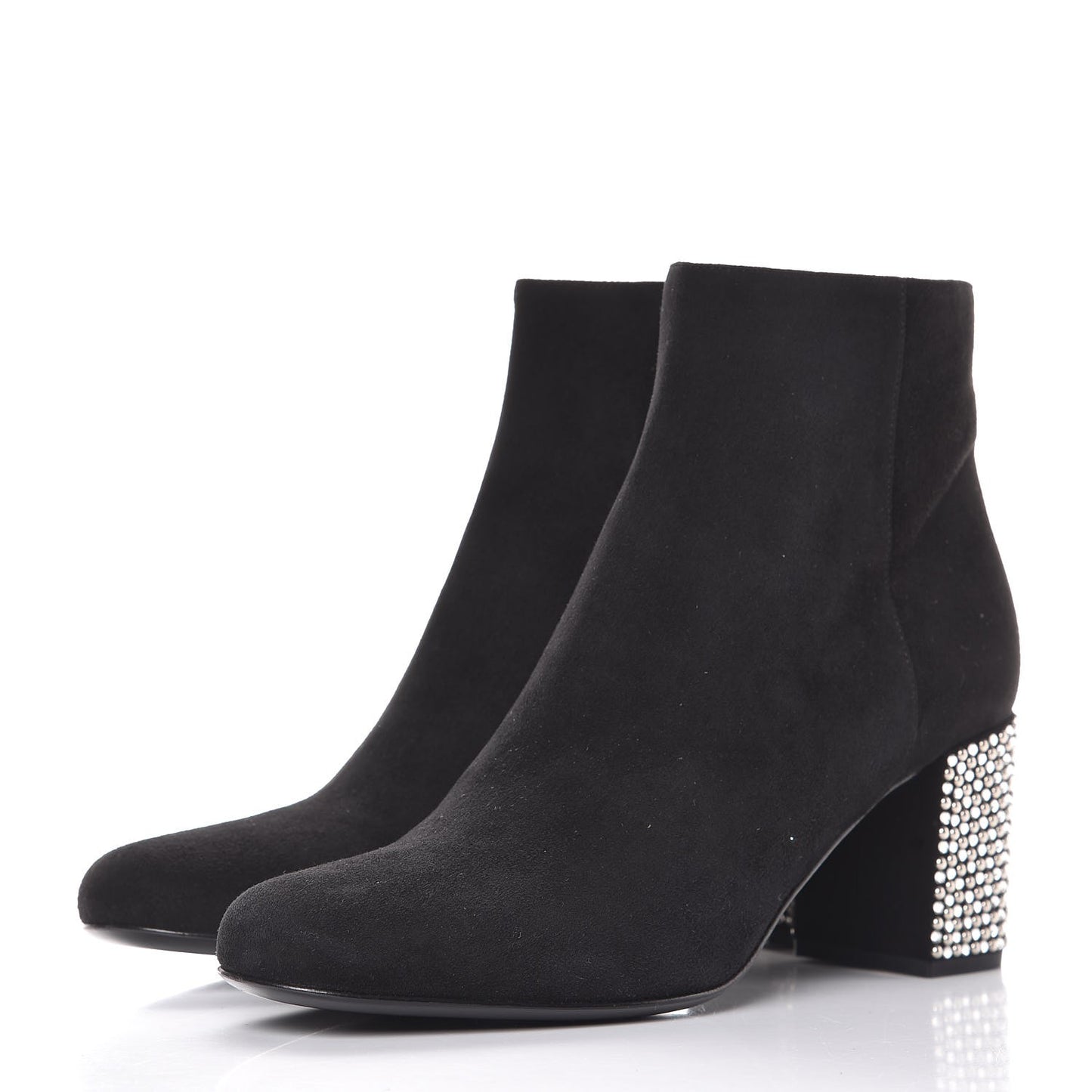 Suede Crystal Studded Babies 70 Ankle Boots 38.5 Black