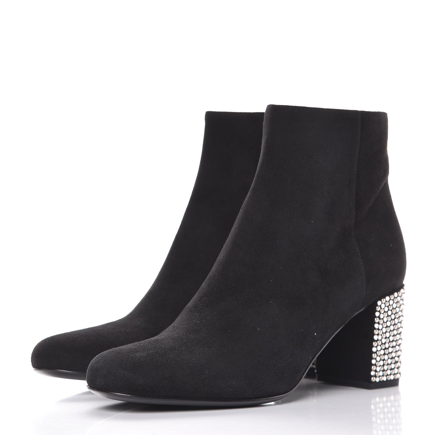 Saint Laurent Suede Crystal Studded Babies 70 Ankle Boots 38.5 Black 3 of 10