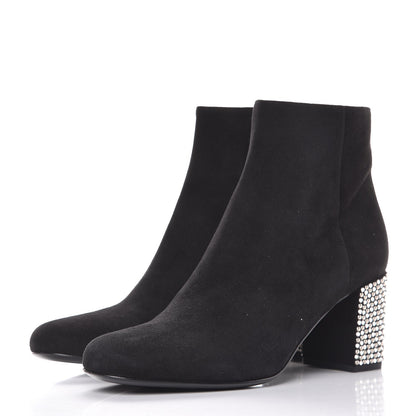 Saint Laurent Suede Crystal Studded Babies 70 Ankle Boots 38.5 Black 3 of 10