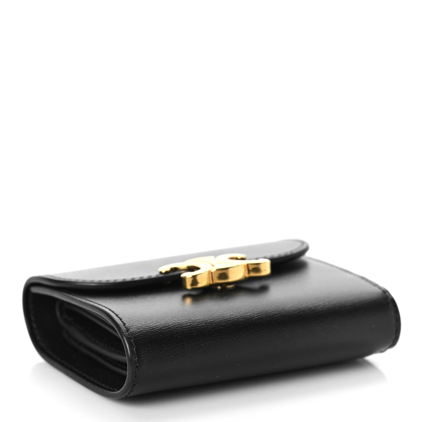 Shiny Smooth Lambskin Small Triomphe Wallet Black