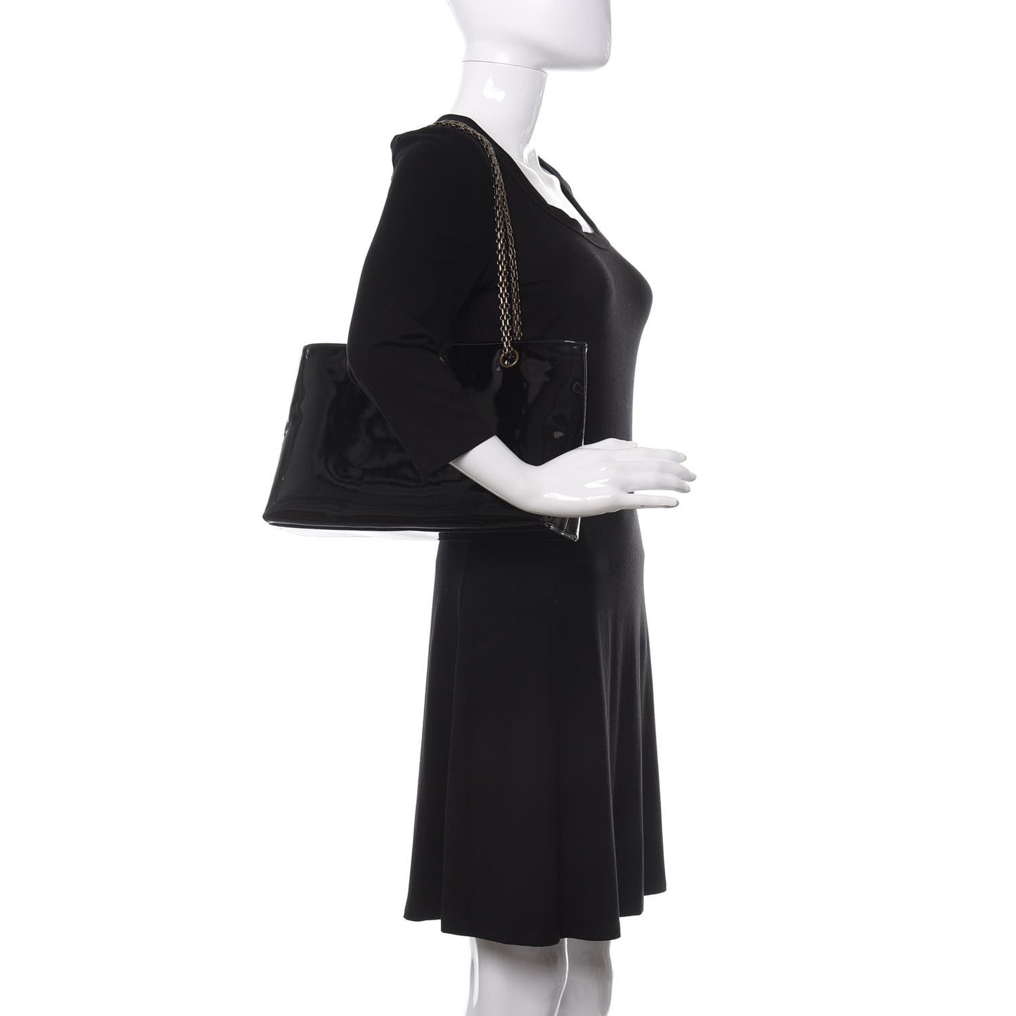 Patent Mademoiselle Tote Black